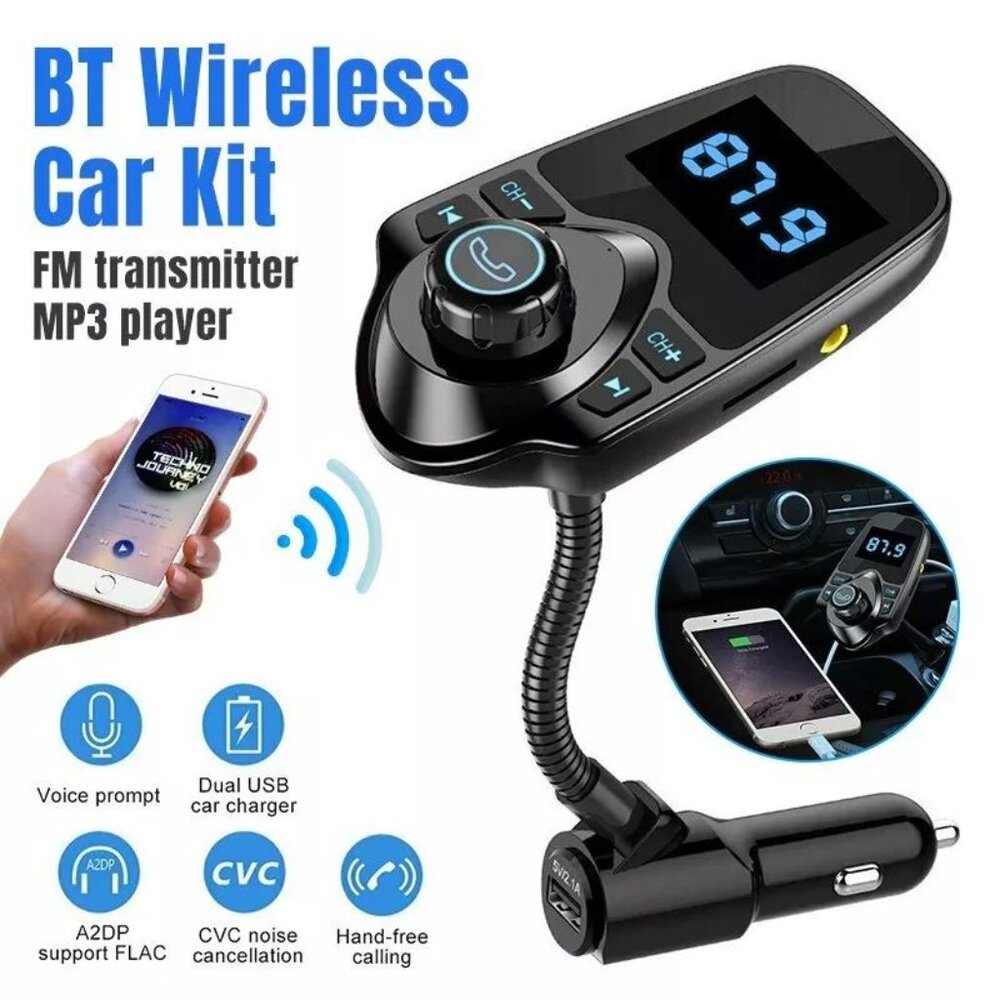 VicTsing T10 Wireless Bluetooth Adapter FM Transmitter for Car - Preowned - Nice
